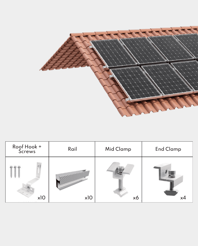 Aluminium Tile Roof Mounting Set 30cm Rails | For 4 Panels - Image 3