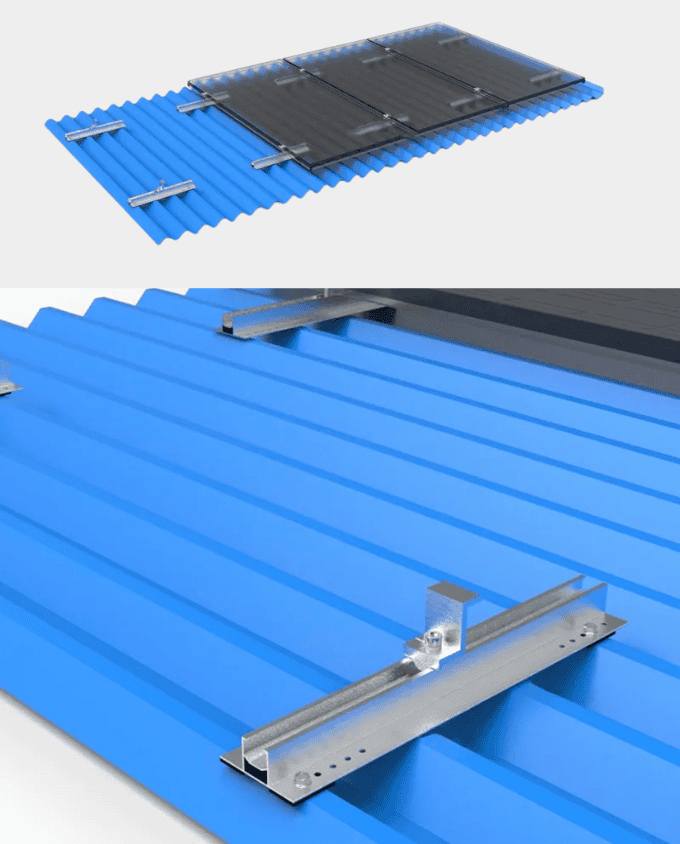 Aluminium Flat Roof Mounting Set 30cm Rails | For 4 panels - Image 2